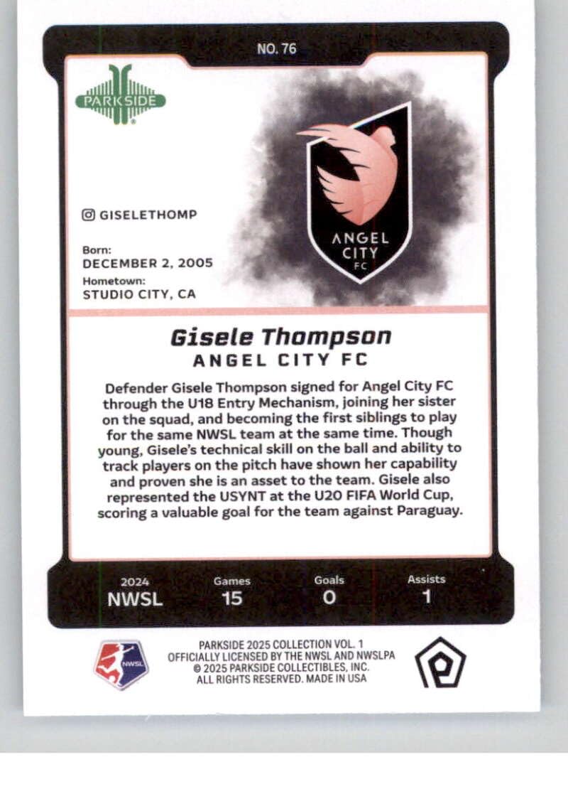 Amazon.com: 2025 Parkside NWSL #76 Gisele Thompson Angel City FC